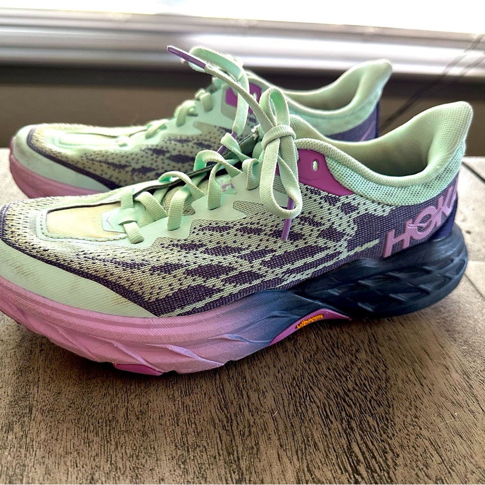 HOKA Speedgoat 5 Women's Running Shoes - Mint and Purple